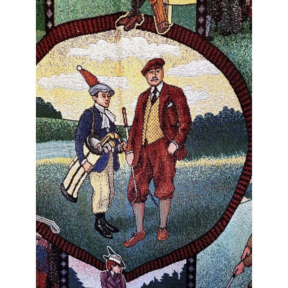 American Weavers Vintage Tapestry Blanket Golf Themed - Picture 9 of 11